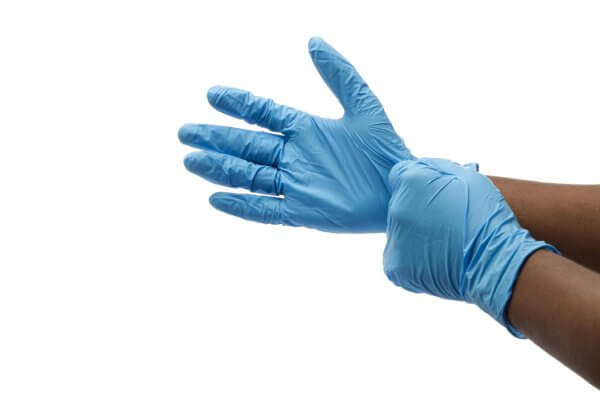 Blue nitrile gloves