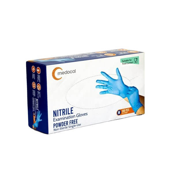 Nitrile Examination Gloves Powder Free Ocean Blue(M) 100's - Medocal Limited Kenya