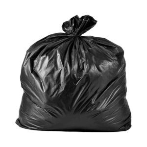 close up of a plastic bag for trash waste on white background